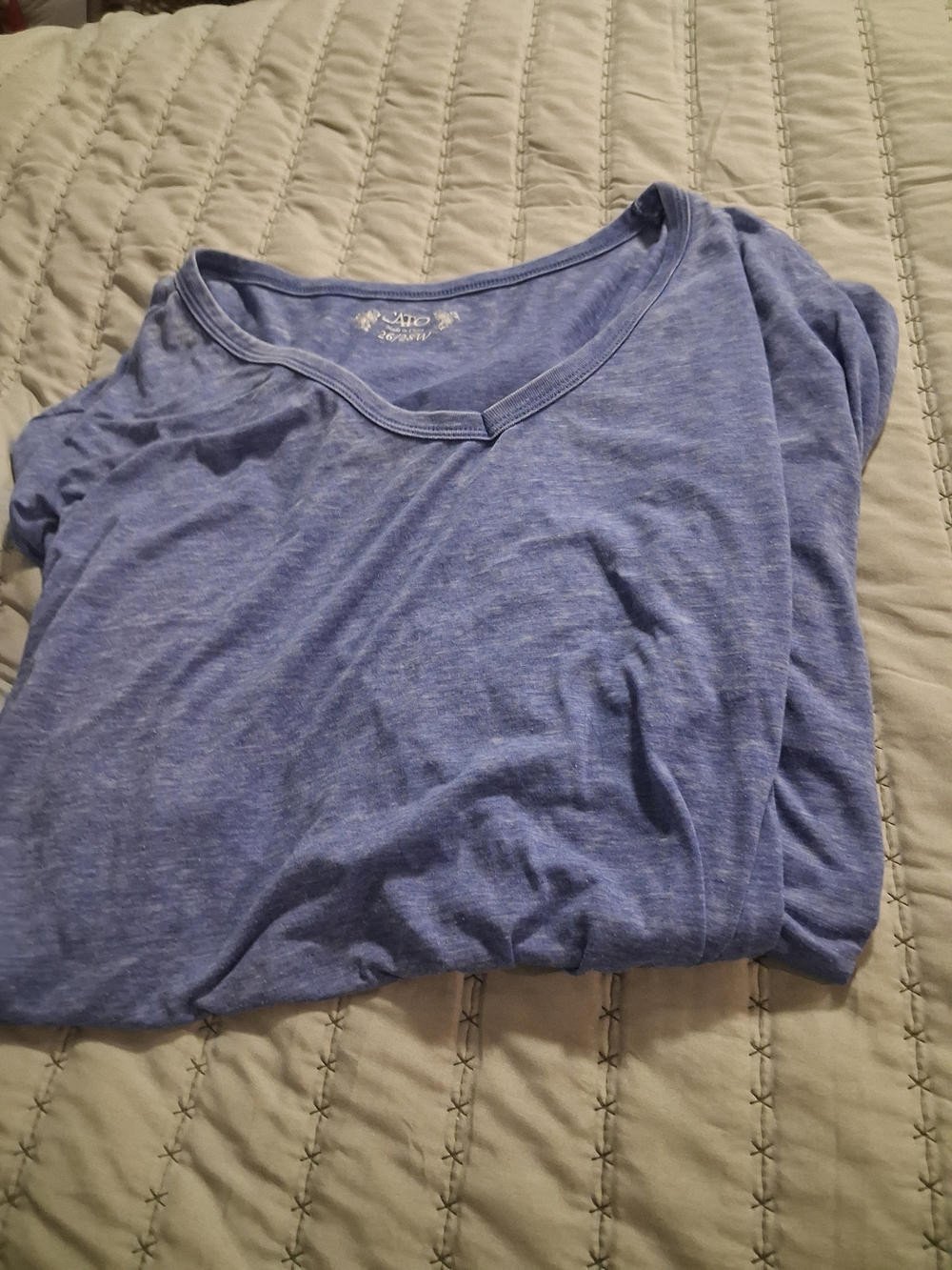 Cato Heather Blue Short Sleeve V-Neck Tee